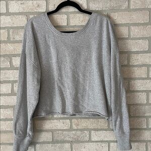 Aerie Offline Cozy Gray  sweatshirt with one V back size XL